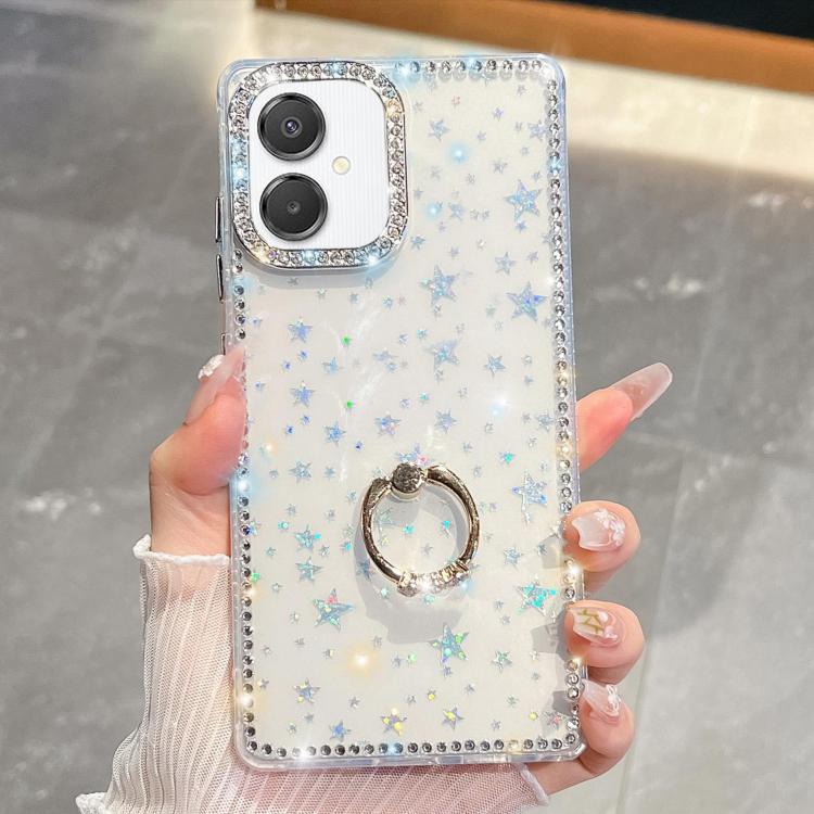 Rhinestone Glitter TPU Ring Holder Anti-fall Phone Case, For Samsung Galaxy S26+ 5G, For Samsung Galaxy S26 Ultra 5G, For Samsung Galaxy S26 5G, For Samsung Galaxy A07 5G, For Samsung Galaxy A17 5G, For Samsung Galaxy A56 5G, For Samsung Galaxy A26 5G ...