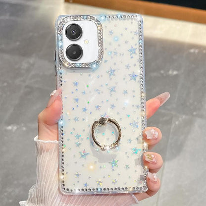 Rhinestone Glitter TPU Ring Holder Anti-fall Phone Case, For Samsung Galaxy S26+ 5G, For Samsung Galaxy S26 Ultra 5G, For Samsung Galaxy S26 5G, For Samsung Galaxy A07 5G, For Samsung Galaxy A17 5G, For Samsung Galaxy A56 5G, For Samsung Galaxy A26 5G ...