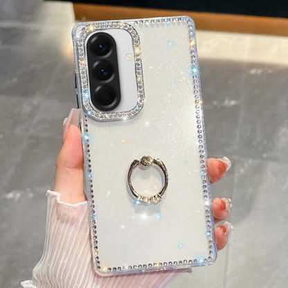 Rhinestone Glitter TPU Ring Holder Anti-fall Phone Case, For Samsung Galaxy S26+ 5G, For Samsung Galaxy S26 Ultra 5G, For Samsung Galaxy S26 5G, For Samsung Galaxy A07 5G, For Samsung Galaxy A17 5G, For Samsung Galaxy A56 5G, For Samsung Galaxy A26 5G ...