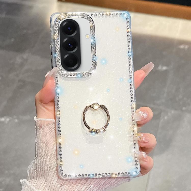 Rhinestone Glitter TPU Ring Holder Anti-fall Phone Case, For Samsung Galaxy S26+ 5G, For Samsung Galaxy S26 Ultra 5G, For Samsung Galaxy S26 5G, For Samsung Galaxy A07 5G, For Samsung Galaxy A17 5G, For Samsung Galaxy A56 5G, For Samsung Galaxy A26 5G ...