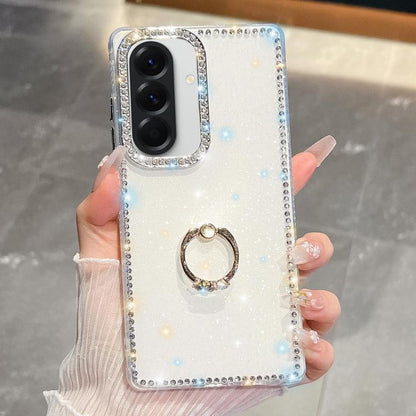 Rhinestone Glitter TPU Ring Holder Anti-fall Phone Case, For Samsung Galaxy S26+ 5G, For Samsung Galaxy S26 Ultra 5G, For Samsung Galaxy S26 5G, For Samsung Galaxy A07 5G, For Samsung Galaxy A17 5G, For Samsung Galaxy A56 5G, For Samsung Galaxy A26 5G ...