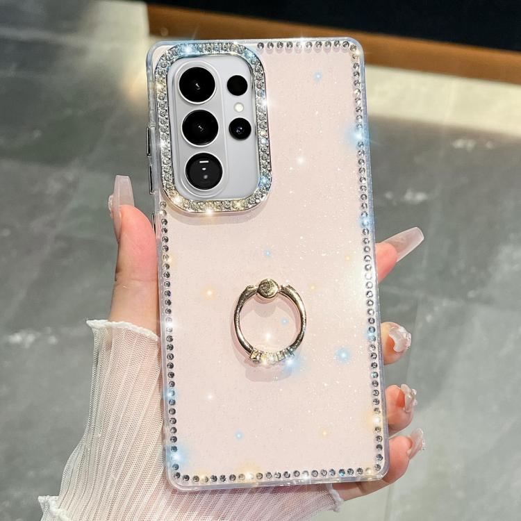 Rhinestone Glitter TPU Ring Holder Anti-fall Phone Case, For Samsung Galaxy S26+ 5G, For Samsung Galaxy S26 Ultra 5G, For Samsung Galaxy S26 5G, For Samsung Galaxy A07 5G, For Samsung Galaxy A17 5G, For Samsung Galaxy A56 5G, For Samsung Galaxy A26 5G ...