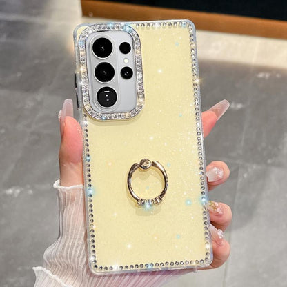Rhinestone Glitter TPU Ring Holder Anti-fall Phone Case, For Samsung Galaxy S26+ 5G, For Samsung Galaxy S26 Ultra 5G, For Samsung Galaxy S26 5G, For Samsung Galaxy A07 5G, For Samsung Galaxy A17 5G, For Samsung Galaxy A56 5G, For Samsung Galaxy A26 5G ...