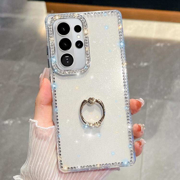Rhinestone Glitter TPU Ring Holder Anti-fall Phone Case, For Samsung Galaxy S26+ 5G, For Samsung Galaxy S26 Ultra 5G, For Samsung Galaxy S26 5G, For Samsung Galaxy A07 5G, For Samsung Galaxy A17 5G, For Samsung Galaxy A56 5G, For Samsung Galaxy A26 5G ...