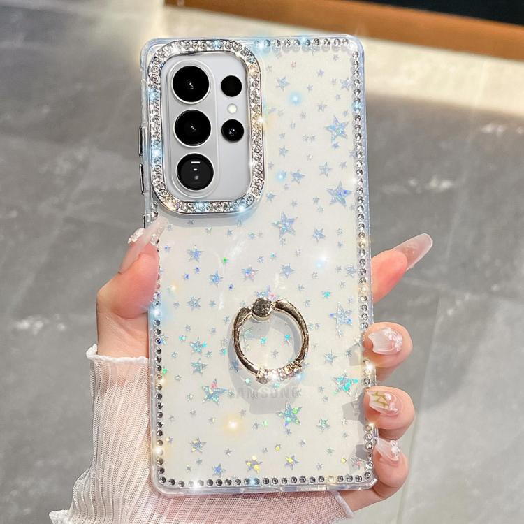 Rhinestone Glitter TPU Ring Holder Anti-fall Phone Case, For Samsung Galaxy S26+ 5G, For Samsung Galaxy S26 Ultra 5G, For Samsung Galaxy S26 5G, For Samsung Galaxy A07 5G, For Samsung Galaxy A17 5G, For Samsung Galaxy A56 5G, For Samsung Galaxy A26 5G ...