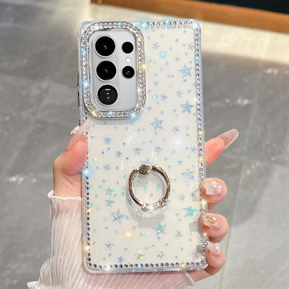 Rhinestone Glitter TPU Ring Holder Anti-fall Phone Case, For Samsung Galaxy S26+ 5G, For Samsung Galaxy S26 Ultra 5G, For Samsung Galaxy S26 5G, For Samsung Galaxy A07 5G, For Samsung Galaxy A17 5G, For Samsung Galaxy A56 5G, For Samsung Galaxy A26 5G ...
