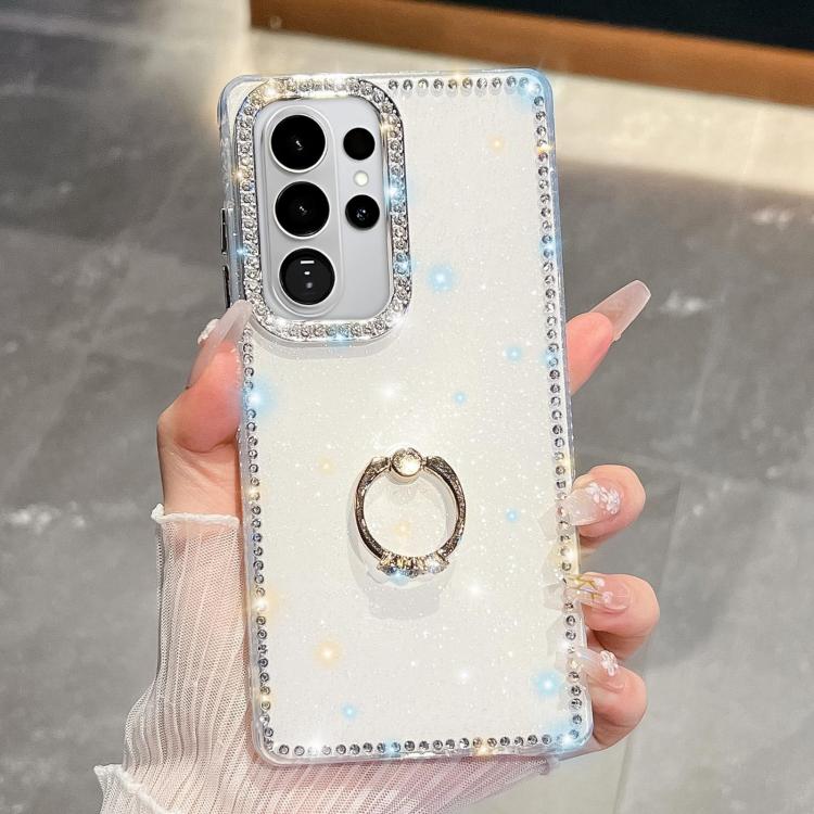 Rhinestone Glitter TPU Ring Holder Anti-fall Phone Case, For Samsung Galaxy S26+ 5G, For Samsung Galaxy S26 Ultra 5G, For Samsung Galaxy S26 5G, For Samsung Galaxy A07 5G, For Samsung Galaxy A17 5G, For Samsung Galaxy A56 5G, For Samsung Galaxy A26 5G ...