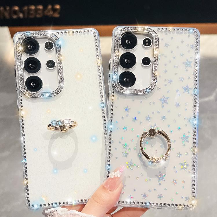 Rhinestone Glitter TPU Ring Holder Anti-fall Phone Case, For Samsung Galaxy S24 Ultra 5G, For Samsung Galaxy S24+ 5G, For Samsung Galaxy S24 5G, For Samsung Galaxy S23 Ultra 5G
