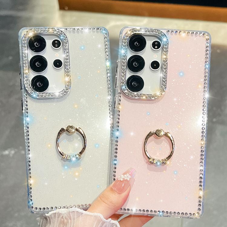 Rhinestone Glitter TPU Ring Holder Anti-fall Phone Case, For Samsung Galaxy S24 Ultra 5G, For Samsung Galaxy S24+ 5G, For Samsung Galaxy S24 5G, For Samsung Galaxy S23 Ultra 5G