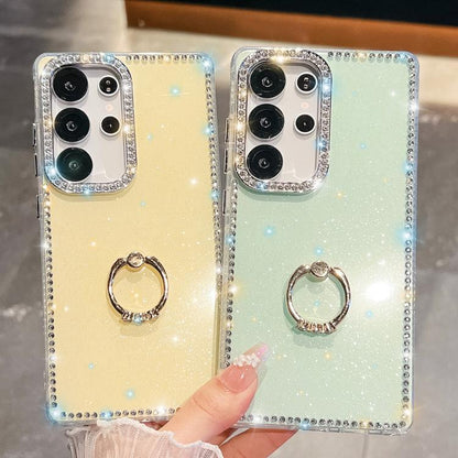 Rhinestone Glitter TPU Ring Holder Anti-fall Phone Case, For Samsung Galaxy S24 Ultra 5G, For Samsung Galaxy S24+ 5G, For Samsung Galaxy S24 5G, For Samsung Galaxy S23 Ultra 5G