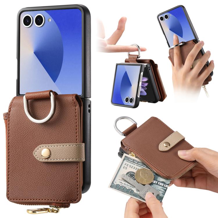 Litchi Texture Ring Vertical Zipper Wallet Phone Case