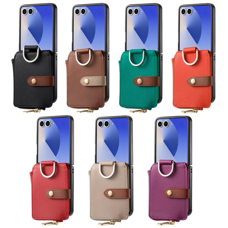 Litchi Texture Ring Vertical Zipper Wallet Phone Case