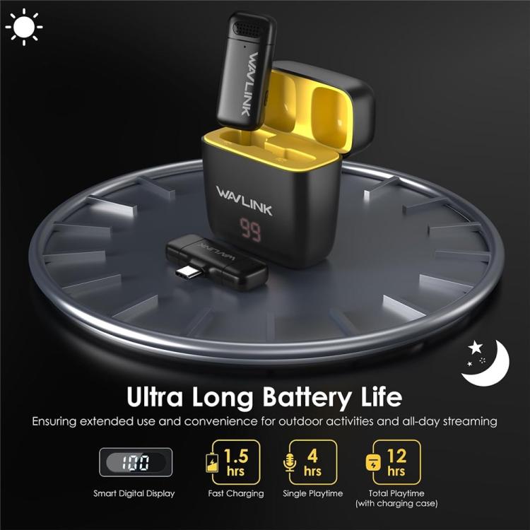 WAVLINK WS-WAJ606C1 Lavalier Noise Reduction Wireless Microphone with 8 Pin RX Receiver