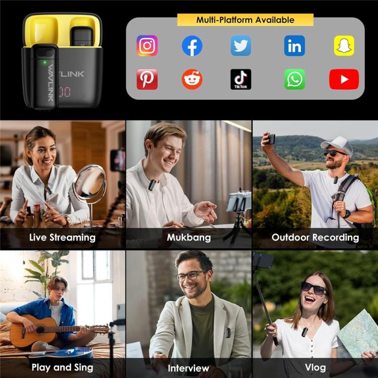 WAVLINK WS-WAJ606C1 Lavalier Noise Reduction Wireless Microphone with 8 Pin RX Receiver