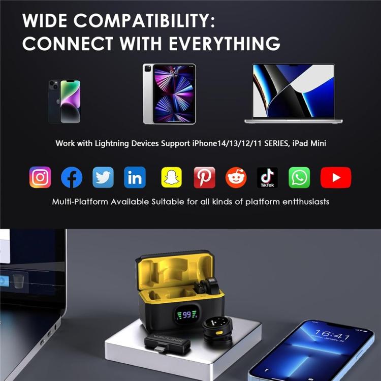 WAVLINK 608C Magnetic Lavalier Wireless Dual Microphone with 8 Pin RX Receiver