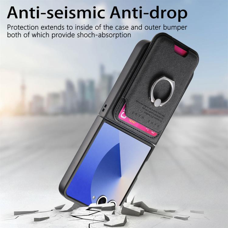 Twill Fabric Card Bag Ring Magnetic Back Phone Case