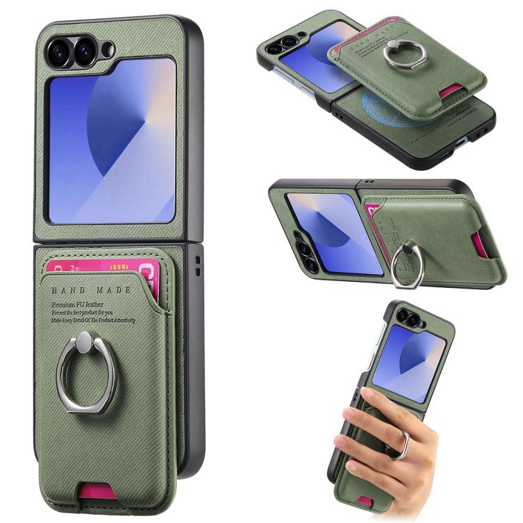 Twill Fabric Card Bag Ring Magnetic Back Phone Case