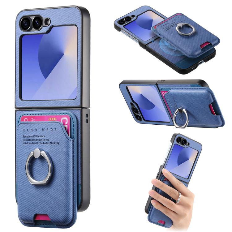 Twill Fabric Card Bag Ring Magnetic Back Phone Case