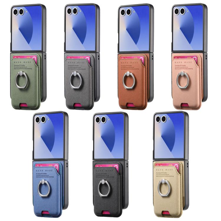 Twill Fabric Card Bag Ring Magnetic Back Phone Case