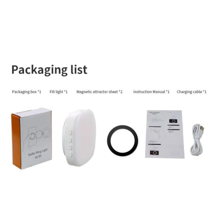 AL80 Portable 360 Degree Rotatable Magnetic Selfie Fill Light LED Fill Lamp