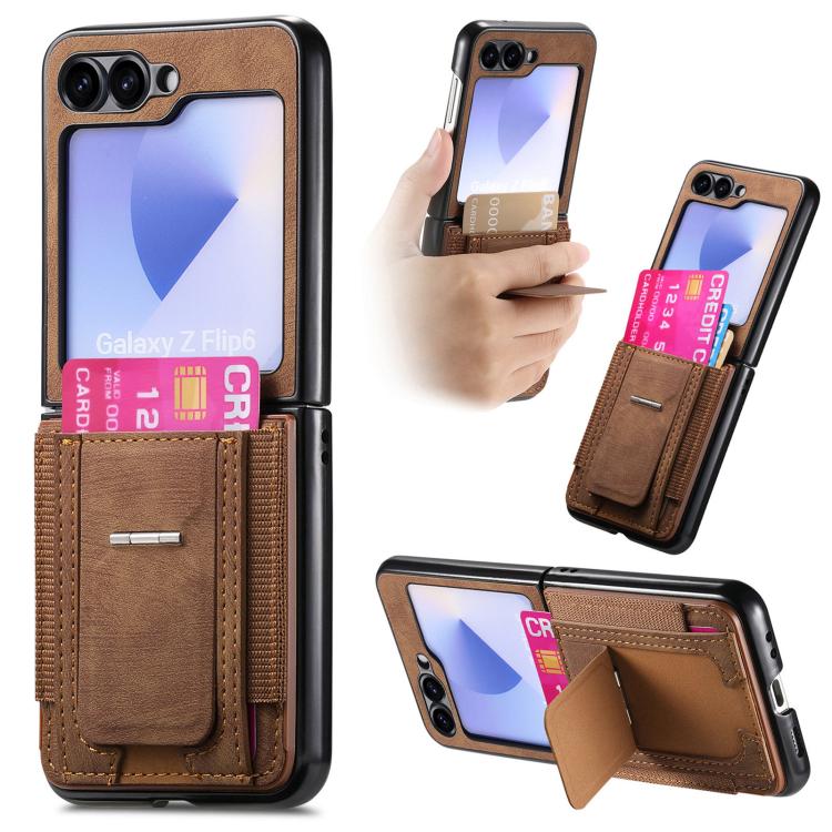 Retro Leather Fold Stand Elastic Card Bag Phone Case