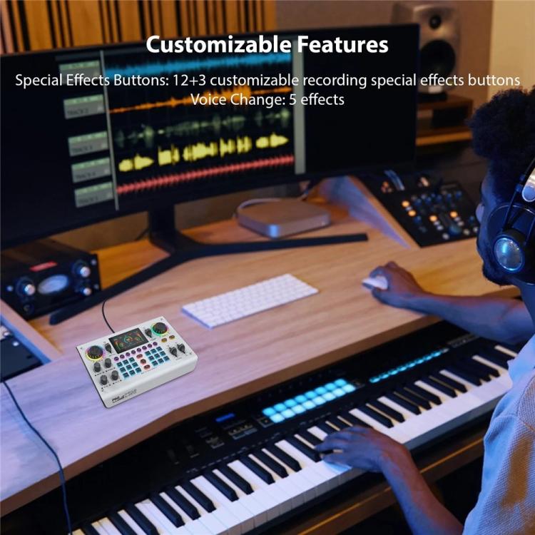 C100 Pro For Streaming / Recording 5 Sound Effects Portable Live Sound Card Audio Mixer