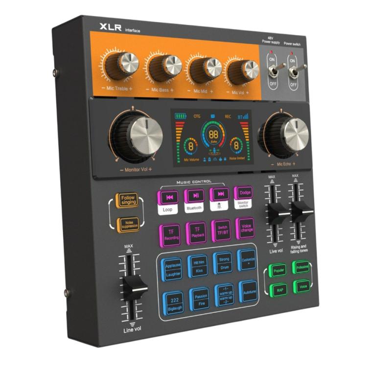 C200 For Live Streaming / Singing Sound Card Audio Mixer Bluetooth Adjustable Mixing Console