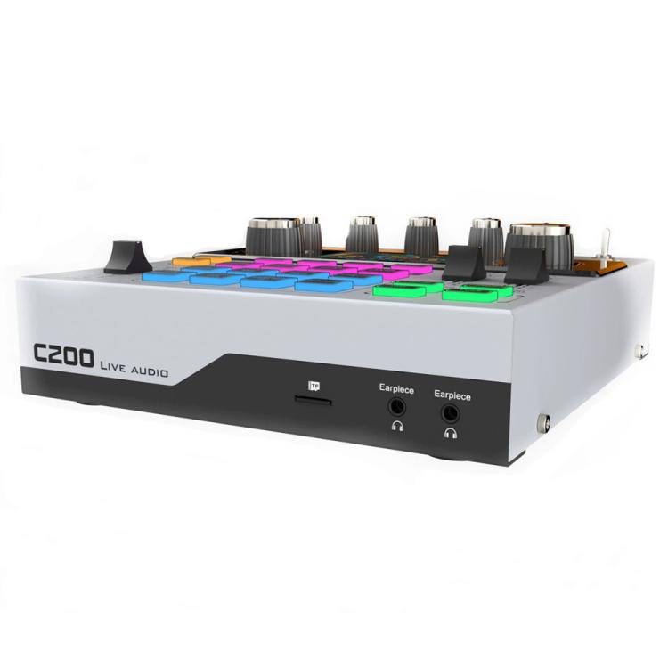 C200 For Live Streaming / Singing Sound Card Audio Mixer Bluetooth Adjustable Mixing Console