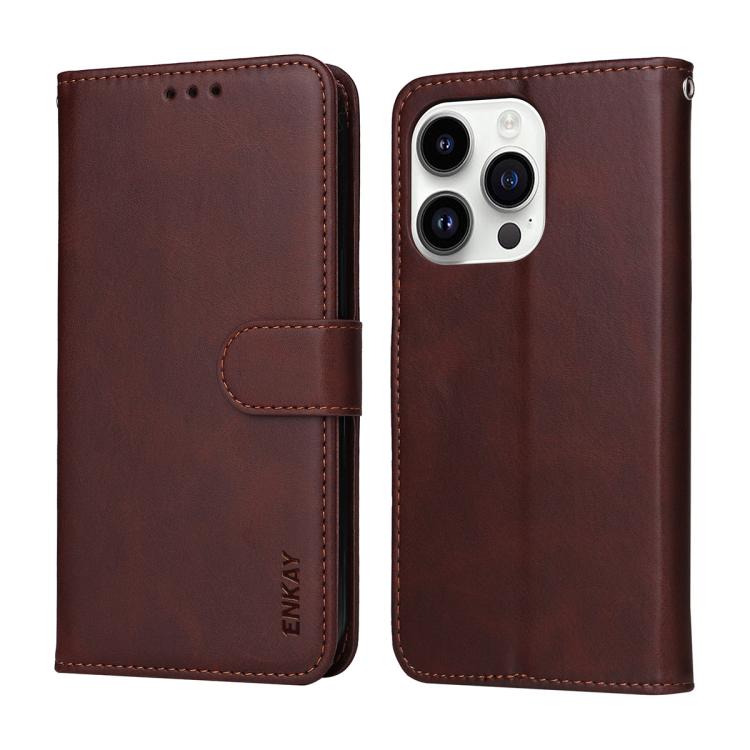 ENKAY Card Wallet Calf Texture Leather Phone Case with Thickened Glue No White Edge Film