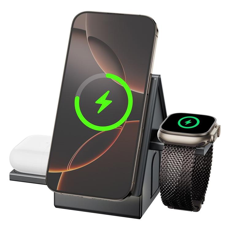 G68 15W Desktop Magnetic Charging Dock 3 in 1 Wireless Charger for Watch / Phone / Earbuds