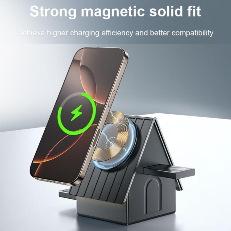 G68 15W Desktop Magnetic Charging Dock 3 in 1 Wireless Charger for Watch / Phone / Earbuds