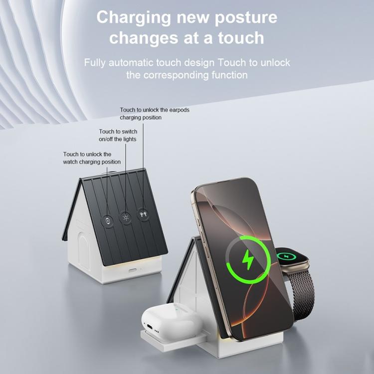 G68 15W Desktop Magnetic Charging Dock 3 in 1 Wireless Charger for Watch / Phone / Earbuds