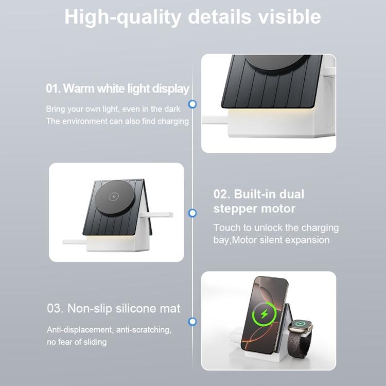 G68 15W Desktop Magnetic Charging Dock 3 in 1 Wireless Charger for Watch / Phone / Earbuds