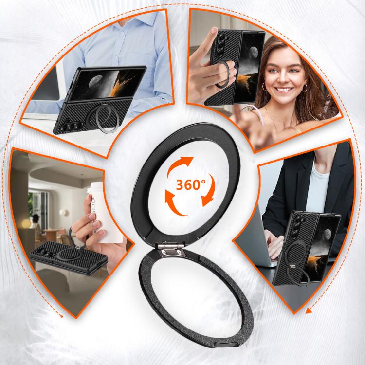 Suteni G3 Carbon Fiber Leather 360 Rotation Holder MagSafe Phone Case