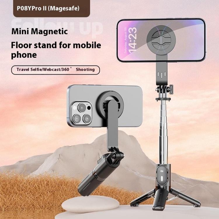 P08Y Pro F2 Portable Travel Selfie Stick Tripod Mini MagSafe Phone Stand with Remote Control and Fill Lights