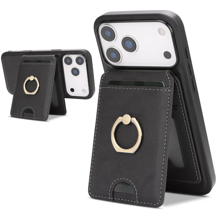 Kalebol Strong MagSafe Ring Magnetic Card Bag Holder Leather Phone Case