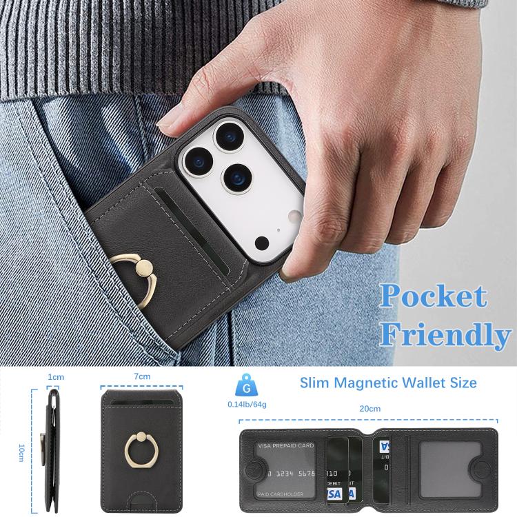 Kalebol Strong MagSafe Ring Magnetic Card Bag Holder Leather Phone Case