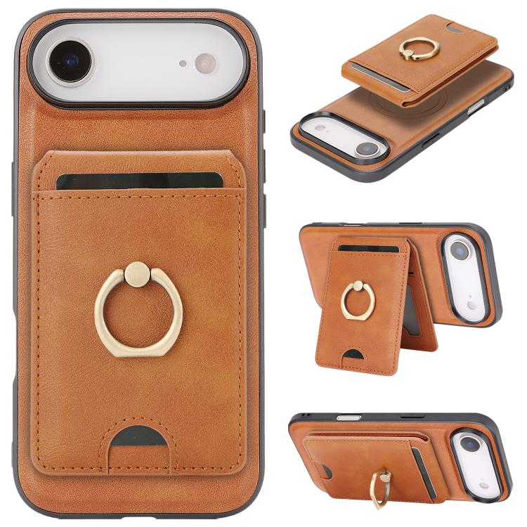Kalebol Strong MagSafe Ring Magnetic Card Bag Holder Leather Phone Case