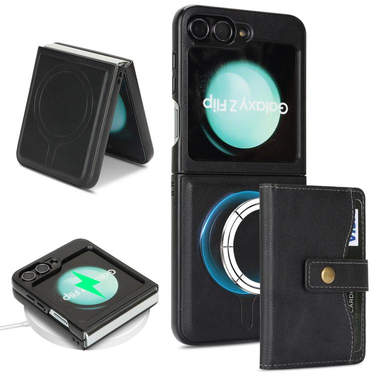 Kalebol Magnetic Button Card Bag MagSafe Ring Leather Phone Case