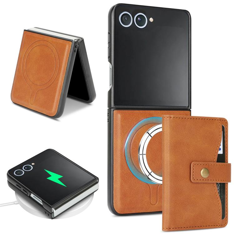 Kalebol Magnetic Button Card Bag MagSafe Ring Leather Phone Case