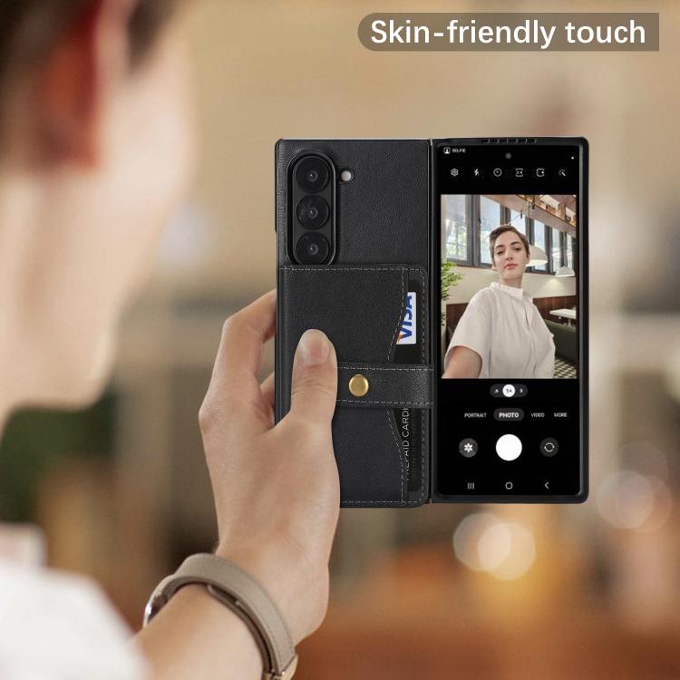 Kalebol Magnetic Button Card Bag MagSafe Ring Leather Phone Case