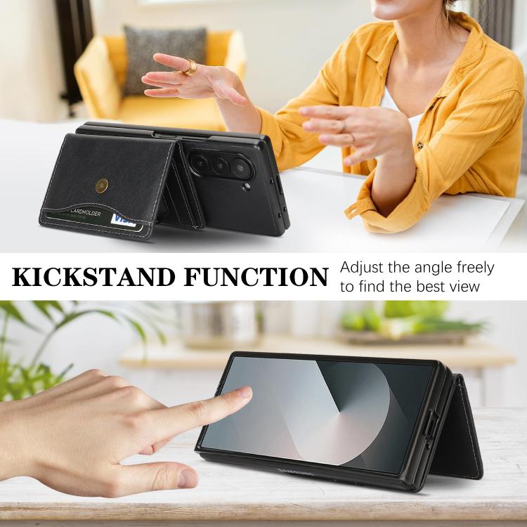 Kalebol Magnetic Button Card Bag MagSafe Ring Leather Phone Case