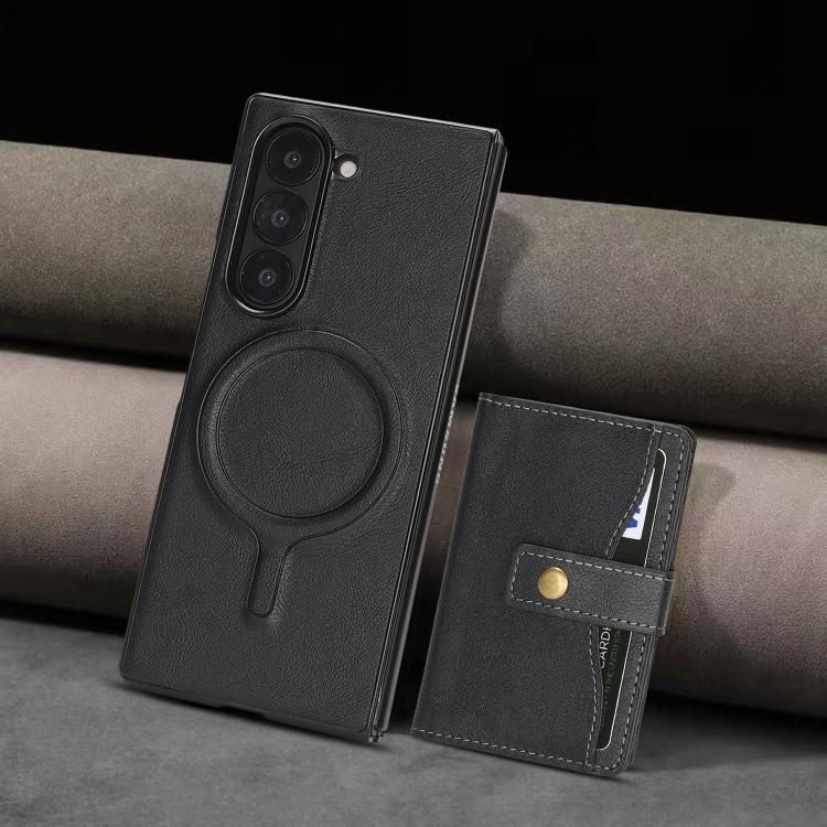 Kalebol Magnetic Button Card Bag MagSafe Ring Leather Phone Case