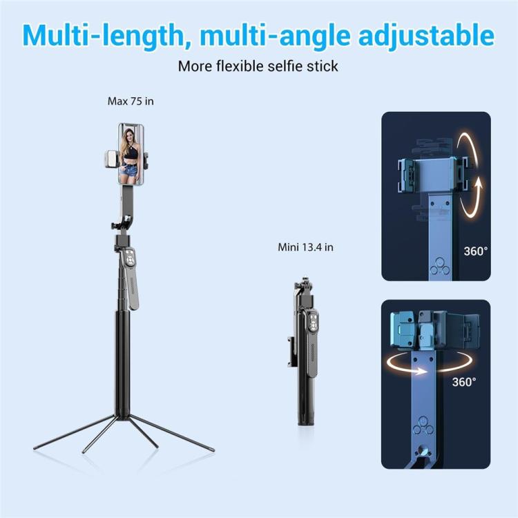 Q530TK Portable Metal Phone Stand Selfie Stick Expandable Auto Face Tracking Tripod with Single Fill Light