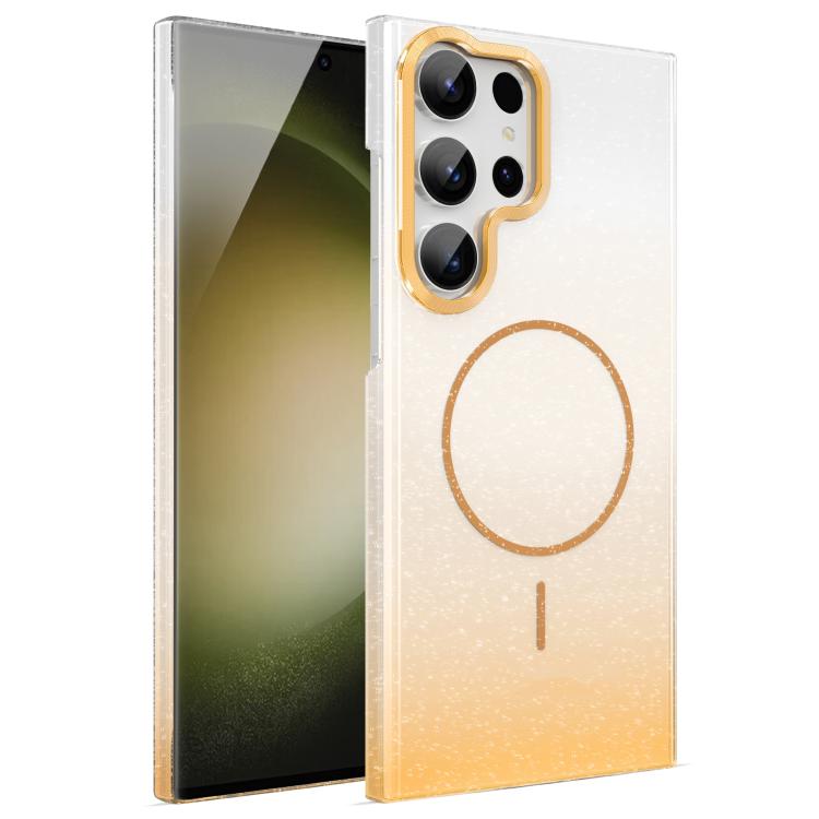Gold Diamond Glitter Gradient MagSafe Shockproof Phone Case, For Samsung Galaxy A25 5G, For Samsung Galaxy S23 FE 5G, For Samsung Galaxy A24 4G, For Samsung Galaxy A23 4G / 5G, For Samsung Galaxy A14 4G / 5G, For Samsung Galaxy A34 5G                  ...