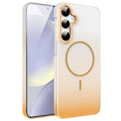 Gold Diamond Glitter Gradient MagSafe Shockproof Phone Case, For Samsung Galaxy S24 FE 5G, For Samsung Galaxy A15 4G / 5G, For Samsung Galaxy A55 5G, For Samsung Galaxy A35 5G, For Samsung Galaxy S24 Ultra 5G, For Samsung Galaxy S24+ 5G                ...