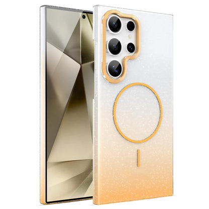 Gold Diamond Glitter Gradient MagSafe Shockproof Phone Case, For Samsung Galaxy S24 FE 5G, For Samsung Galaxy A15 4G / 5G, For Samsung Galaxy A55 5G, For Samsung Galaxy A35 5G, For Samsung Galaxy S24 Ultra 5G, For Samsung Galaxy S24+ 5G                ...