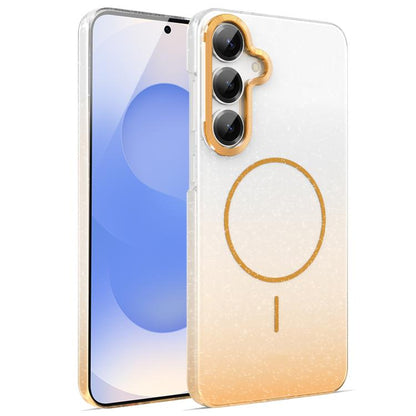 Gold Diamond Glitter Gradient MagSafe Shockproof Phone Case, For Samsung Galaxy S25 Edge 5G, For Samsung Galaxy A56 5G, For Samsung Galaxy A26 5G, For Samsung Galaxy A36 5G, For Samsung Galaxy S25 5G, For Samsung Galaxy S25+ 5G                         ...