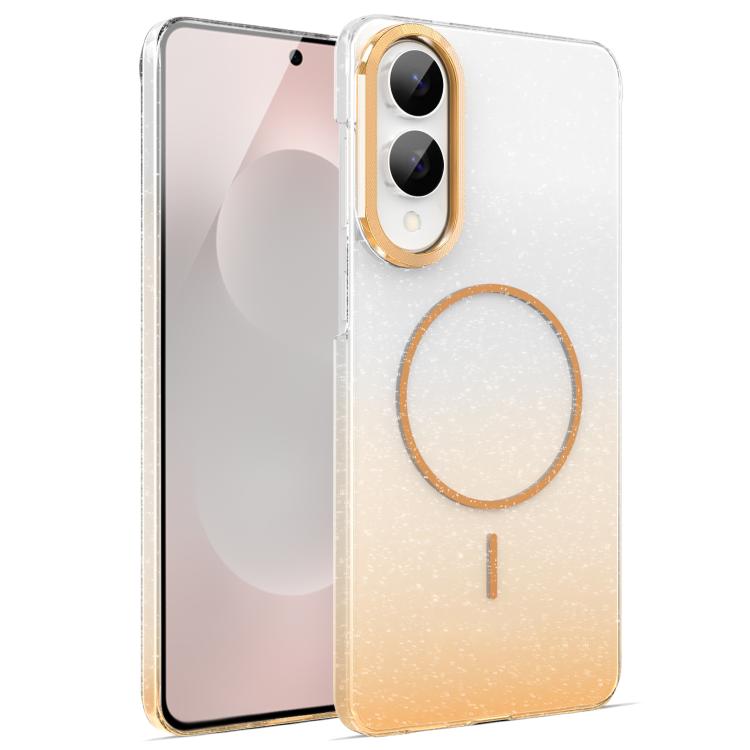 Gold Diamond Glitter Gradient MagSafe Shockproof Phone Case, For Samsung Galaxy S25 Edge 5G, For Samsung Galaxy A56 5G, For Samsung Galaxy A26 5G, For Samsung Galaxy A36 5G, For Samsung Galaxy S25 5G, For Samsung Galaxy S25+ 5G                         ...