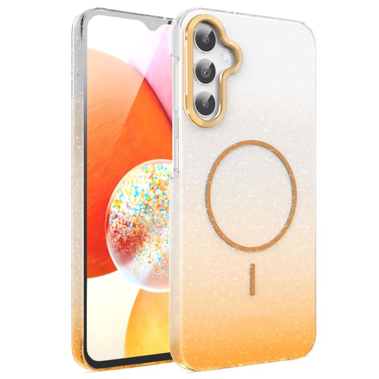 Gold Diamond Glitter Gradient MagSafe Shockproof Phone Case, For Samsung Galaxy A25 5G, For Samsung Galaxy S23 FE 5G, For Samsung Galaxy A24 4G, For Samsung Galaxy A23 4G / 5G, For Samsung Galaxy A14 4G / 5G, For Samsung Galaxy A34 5G                  ...